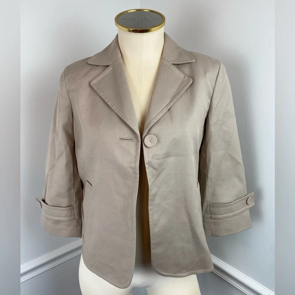 TALBOTS Petites Beige Jacket/Blazer | Size 2P - Picture 7 of 11